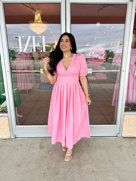 On Time Pink Midi Dress