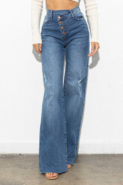 Lainey Criss Cross High Waisted Wide Leg Jeans – IZEL BOUTIQUE