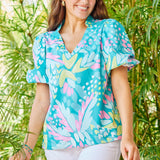 Kenzie Aloha Green Blouse ( Mary Square)