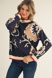 Navy Floral Sweater