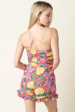 Gloria Floral Strapless Wrap Romper