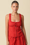 May Ruffle Trim Tie Back Top