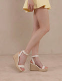 The Catalina White Scalloped Espadrille
Wedge