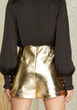 Milly Metallic Leather Shorts