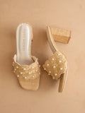 The Holland | Natural Pearl Raffia Block Heel Mule