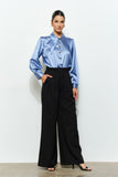Chic Side Pockets High Waist Pleated Wide Leg Pants
