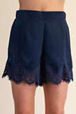 Satin Short With Lace Trim Detail