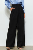 Chic Side Pockets High Waist Pleated Wide Leg Pants