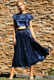 Everything Is Possible Navy Midi Skirt