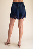 Satin Short With Lace Trim Detail