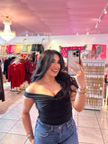 Black Off The Shoulder Twist Top