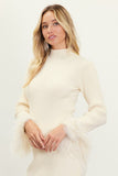 Serena Feathered Fringe Mock Neck Sweater