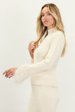 Serena Feathered Fringe Mock Neck Sweater