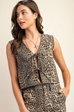 Ash Leopard Print Tie Front Vest