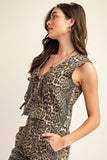 Ash Leopard Print Tie Front Vest