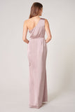 Mauve One Shoulder Asymmetrical Maxi Dress