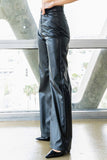 The Starry Night Black Wide Leg Leather Pants