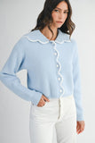 Snow Blue Scallop Edge Cardigan