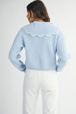 Snow Blue Scallop Edge Cardigan