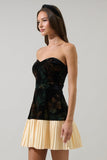 Fenrin Velvet Floral Raine Strapless Mini Dress