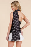 Polka Dot Satin Scarf Top