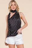 Polka Dot Satin Scarf Top