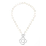 Zenzii Clover Charm Pearl Beaded Collar Necklace