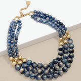 Zenzii Layered Iridescent Beaded Necklace