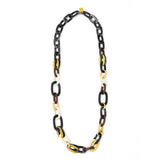 Resin and Metal Oval Link Long Necklace