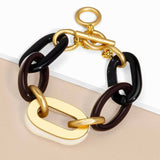 Zenzii Resin and Metal Oval Link Toggle Bracelet