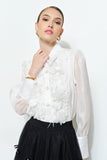 Elegant 3d Floral Organza Long Sleeve Blouse