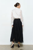 Elegant 3d Floral Organza Long Sleeve Blouse