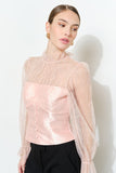 Luxe Lace Mock Neck Long Sleeve Blouse Top