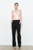 Luxe Lace Mock Neck Long Sleeve Blouse Top