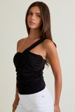 Black Asymmetric One Shoulder Top