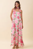 Strapless Floral Maxi Dress With Convertible Scarf