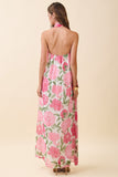 Strapless Floral Maxi Dress With Convertible Scarf