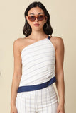 Deanna One-Shoulder Stripe Top