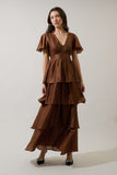 Amabel Tiered Maxi Dress Plisse