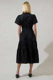 Brittany Poplin Black Midi Dress