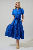 Britt Poplin Tiered Midi Dress