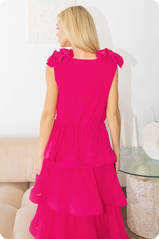 Sallie Fuchsia Midi Dress IZEL BOUTIQUE Sallie Fuchsia Midi Dress IZEL BOUTIQUE