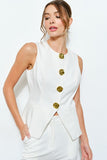 Luxe Gold Button Peplum Vest