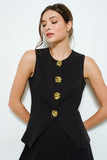 Luxe Gold Button Peplum Vest