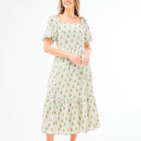 Alexi Cottage Stripes Green Dress (Mary Square)