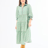 Eleanor Olive Midi Dress (Mary Square)