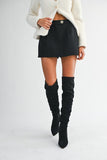 High Waist Front Jewel Button Detail Mini Skort