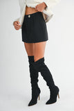 High Waist Front Jewel Button Detail Mini Skort
