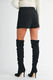 High Waist Front Jewel Button Detail Mini Skort