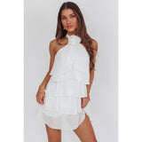 White Halter Floral Tiered Mini Dress (Australian Exclusive)